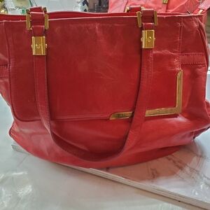 ADRIENNE VITTANI LARGE RED AND GOLD BAG